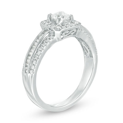 0.69 CT. T.W. Princess-Cut Diamond Frame Multi-Row Engagement Ring in 10K White Gold