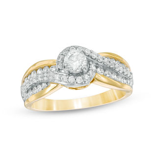 0.58 CT. T.W. Diamond Bypass Frame Engagement Ring in 10K Gold