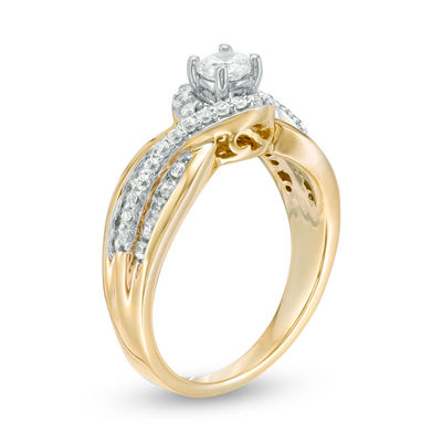 0.58 CT. T.W. Diamond Bypass Frame Engagement Ring in 10K Gold