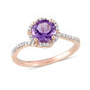 Thumbnail Image 0 of 7.0mm Amethyst and 0.10 CT. T.W. Diamond Floral Frame Bypass Ring in 14K Rose Gold