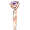 Thumbnail Image 1 of 7.0mm Amethyst and 0.10 CT. T.W. Diamond Floral Frame Bypass Ring in 14K Rose Gold