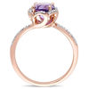 Thumbnail Image 2 of 7.0mm Amethyst and 0.10 CT. T.W. Diamond Floral Frame Bypass Ring in 14K Rose Gold