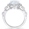 8.0mm Cushion-Cut Aquamarine, White Sapphire and 0.06 CT. T.W. Diamond Frame Vintage-Style Ring in 14K White Gold