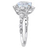 8.0mm Cushion-Cut Aquamarine, White Sapphire and 0.06 CT. T.W. Diamond Frame Vintage-Style Ring in 14K White Gold