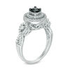 Thumbnail Image 1 of 0.69 CT. T.W. Enhanced Black and White Diamond Double Frame Loop Twist Engagement Ring in 10K White Gold