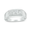 Men's 0.145 CT. T.W. Diamond Three Stone Ring in Sterling Silver