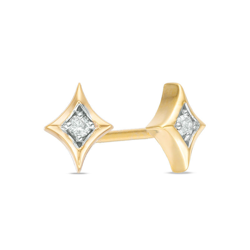 0.04 CT. T.W. Diamond Solitaire Star Stud Earrings in 10K Gold|Peoples Jewellers