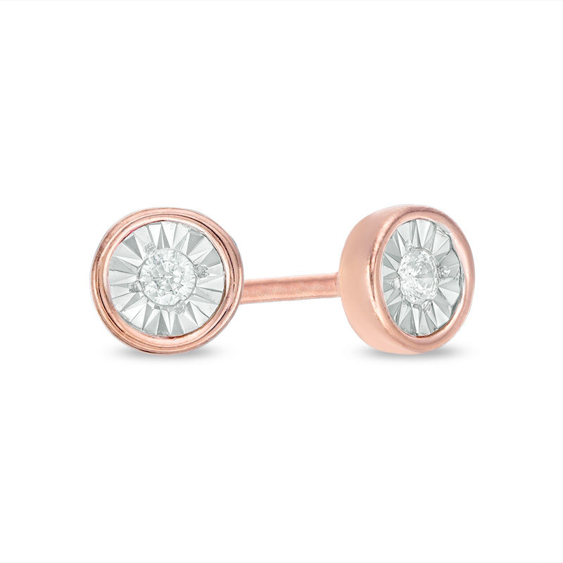 0.23 CT. T.W. Diamond Illusion Solitaire Stud Earrings in 10K Rose Gold|Peoples Jewellers