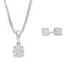 Thumbnail Image 0 of 0.21 CT. T.W. Composite Diamond Flower Pendant and Stud Earrings Set in Sterling Silver