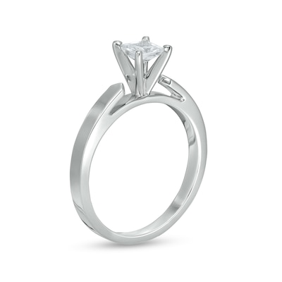 1.00 CT. Certified Princess-Cut Diamond Solitaire Engagement Ring in 14K White Gold (I/I2)