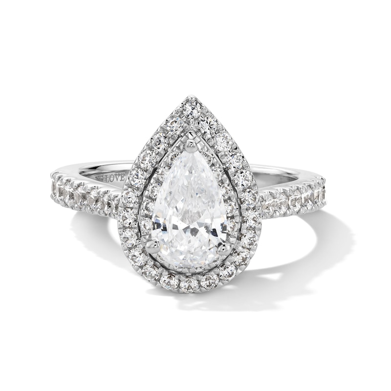 Main Image 1 of Vera Wang Love Collection 1.69 CT. T.W. Certified Pear-Shaped Diamond Frame Engagement Ring in 14K White Gold (I/SI2)