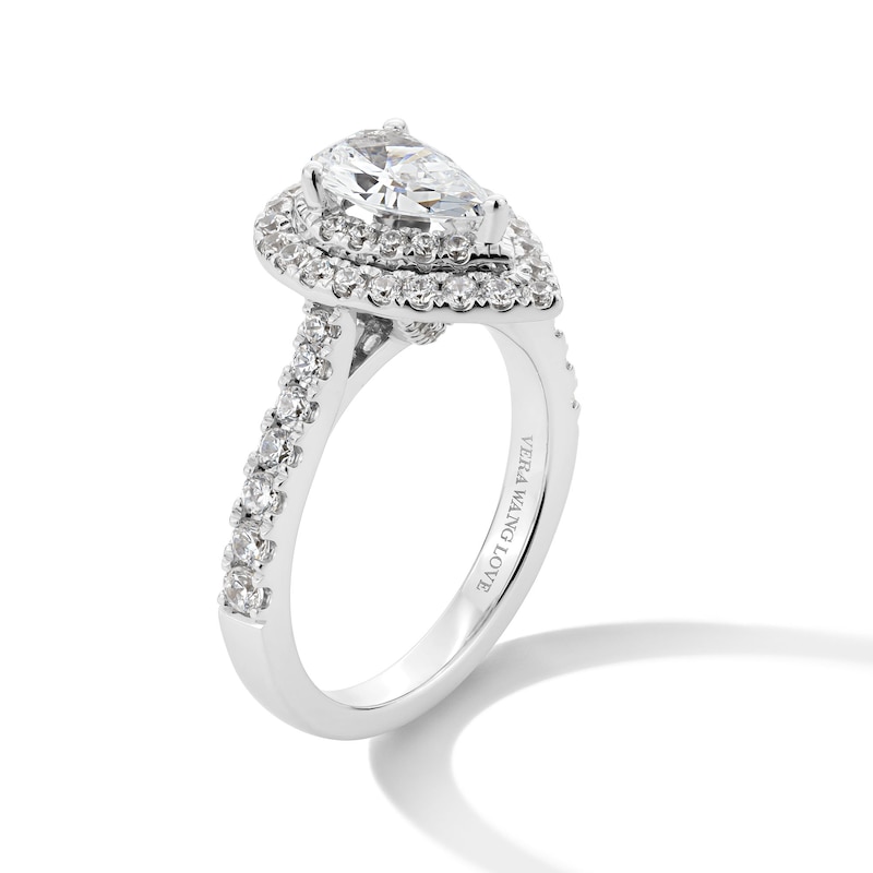 Main Image 3 of Vera Wang Love Collection 1.69 CT. T.W. Certified Pear-Shaped Diamond Frame Engagement Ring in 14K White Gold (I/SI2)