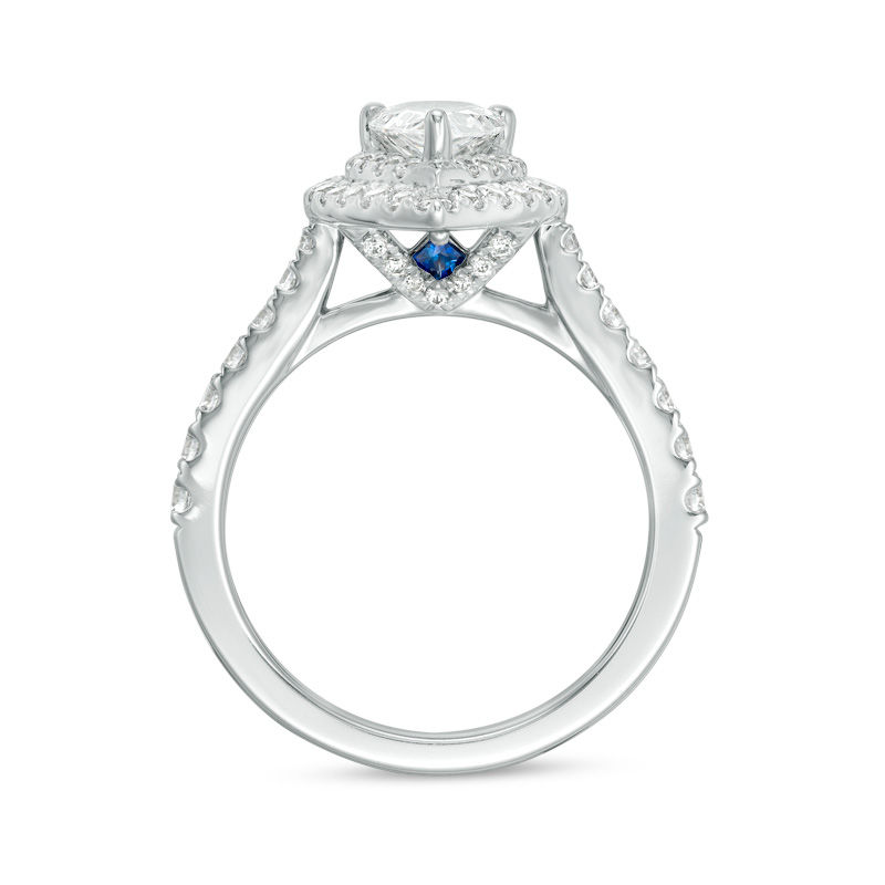 Vera Wang Love Collection 1.69 CT. T.W. Certified Pear-Shaped Diamond Frame Engagement Ring in Platinum (I/SI2)|Peoples Jewellers