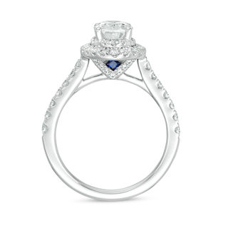 Vera Wang Love Collection 1.58 CT. T.W. Oval Diamond Frame Engagement Ring in 14K White Gold (I/SI2)