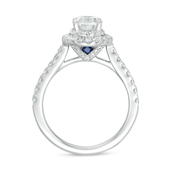 Vera Wang Love Collection 1.58 CT. T.W. Oval Diamond Frame Engagement Ring in 14K White Gold (I/SI2)