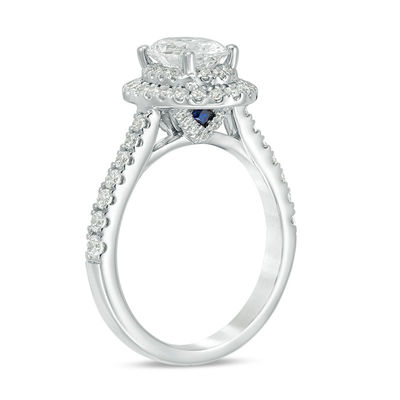 Vera Wang Love Collection 1.58 CT. T.W. Certified Oval Diamond Frame Engagement Ring in Platinum (I/SI2)