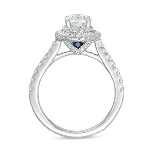 Vera Wang Love Collection 1.58 CT. T.W. Certified Oval Diamond Frame Engagement Ring in Platinum (I/SI2)