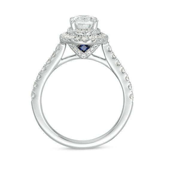 Vera Wang Love Collection 1.58 CT. T.W. Certified Oval Diamond Frame Engagement Ring in Platinum (I/SI2)