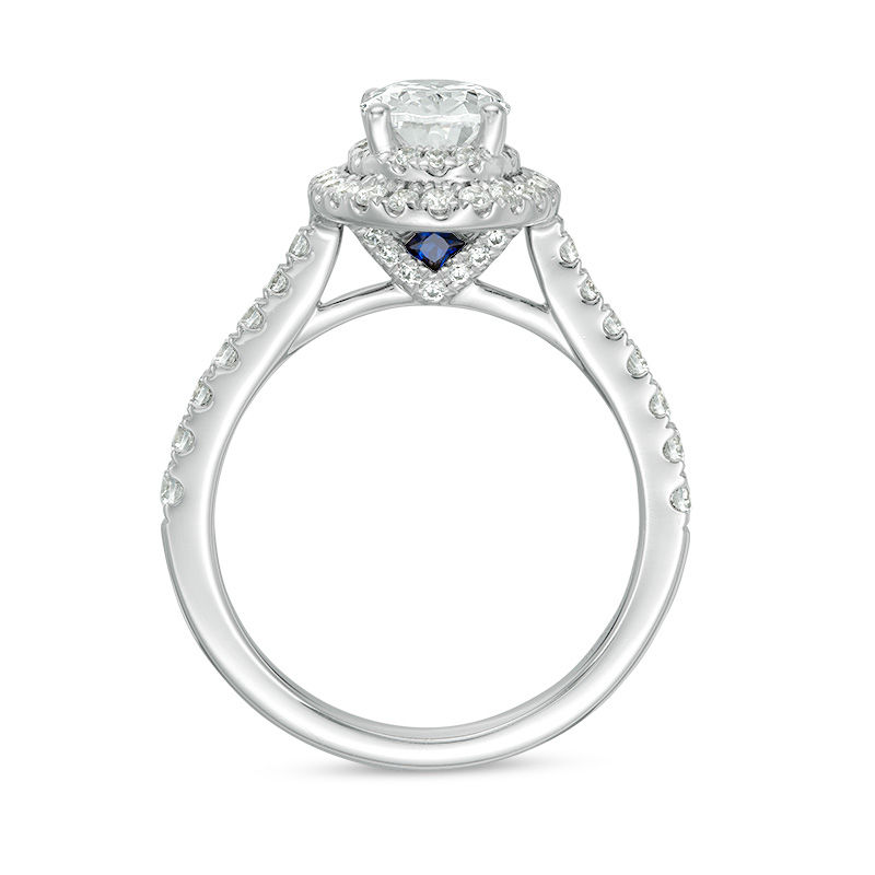 Vera Wang Love Collection 1.58 CT. T.W. Certified Oval Diamond Frame Engagement Ring in Platinum (I/SI2)|Peoples Jewellers