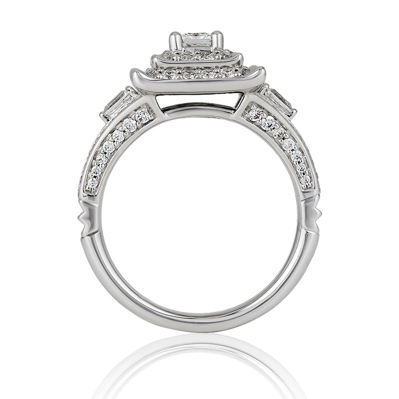 Enchanted Disney Mulan 1.00 CT. T.W. Princess-Cut Diamond Double Frame Engagement Ring in 14K White Gold|Peoples Jewellers