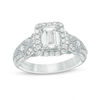 Thumbnail Image 0 of Vera Wang Love Collection 1.45 CT. T.W. Emerald-Cut Diamond Frame Vintage-Style Engagement Ring in 14K White Gold