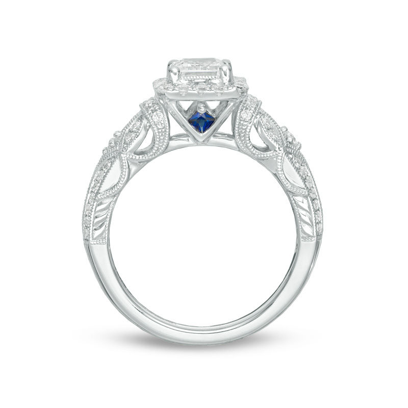 Vera Wang Love Collection 1.45 CT. T.W. Emerald-Cut Diamond Frame Vintage-Style Engagement Ring in 14K White Gold|Peoples Jewellers