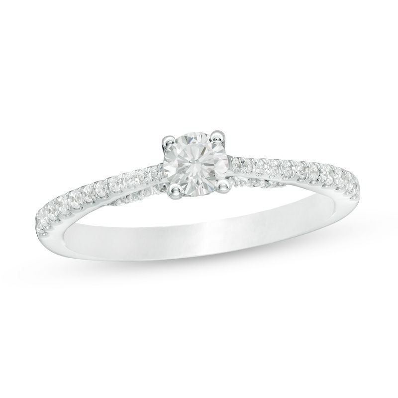 0.50 CT. T.W. Certified Canadian Diamond Engagement Ring in 14K White Gold (I/I2)