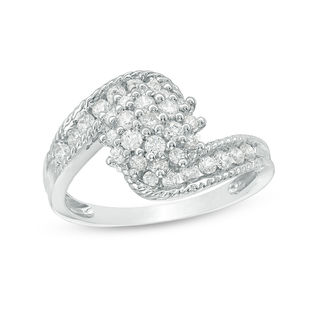 0.45 CT. T.W. Multi-Diamond Bypass Ring in 10K White Gold