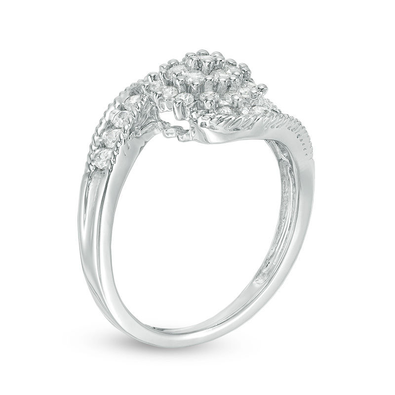 0.45 CT. T.W. Multi-Diamond Bypass Ring in 10K White Gold|Peoples Jewellers