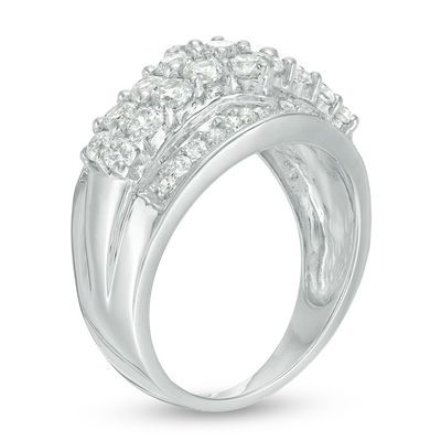 1.45 CT. T.W. Composite Diamond Multi-Row Ring in 10K White Gold