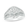 0.95 CT. T.W. Multi-Diamond Contoured Borders Ring in 10K White Gold