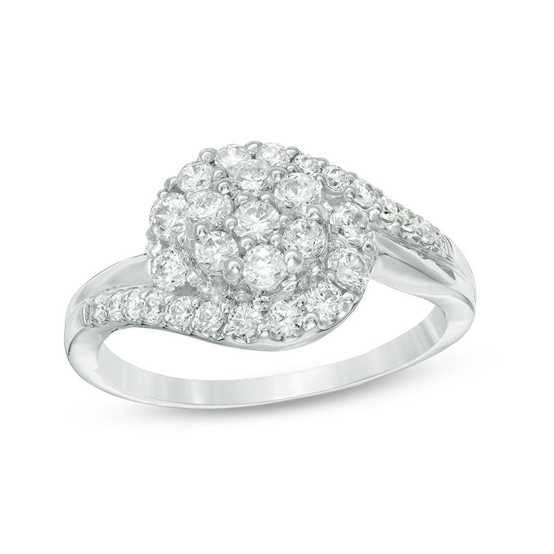 0.80 CT. T.W. Multi-Diamond Bypass Ring in 10K White Gold|Peoples Jewellers