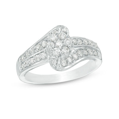 0.58 CT. T.W. Multi-Diamond Bypass Ring in 10K White Gold