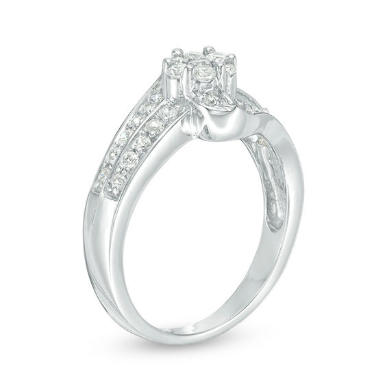 0.58 CT. T.W. Multi-Diamond Bypass Ring in 10K White Gold