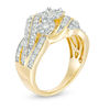 Thumbnail Image 1 of 1.29 CT. T.W. Multi-Diamond Three Stone Frame Bypass Ring in 10K Gold