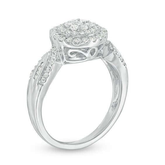 0.45 CT. T.W. Multi-Diamond Diamond Double Frame Ring in 10K White Gold