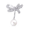 Thumbnail Image 0 of 9.5-10.0mm Freshwater Cultured Pearl and White Sapphire Bow Brooch in Sterling Silver