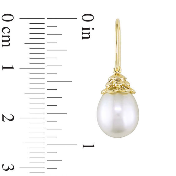 9.0-10.0mm Baroque Freshwater Cultured Pearl Drop Earrings in 14K Gold