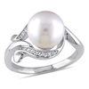 Thumbnail Image 0 of 9.0-9.5mm Freshwater Cultured Pearl and 0.07 CT. T.W. Diamond Loop Ring in 10K White Gold