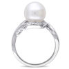 Thumbnail Image 2 of 9.0-9.5mm Freshwater Cultured Pearl and 0.07 CT. T.W. Diamond Loop Ring in 10K White Gold