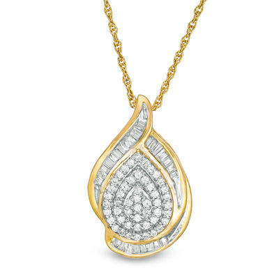 0.45 CT. T.W. Multi-Diamond Teardrop Pendant in 10K Gold