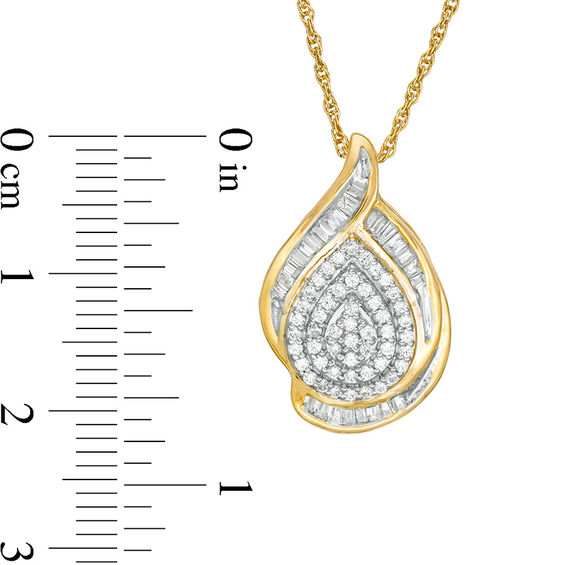 0.45 CT. T.W. Multi-Diamond Teardrop Pendant in 10K Gold