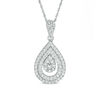 0.69 CT. T.W. Multi-Diamond Double Teardrop Frame Pendant in 10K White Gold