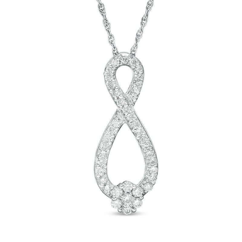 0.45 CT. T.W. Multi-Diamond Infinity Pendant in 10K White Gold|Peoples Jewellers