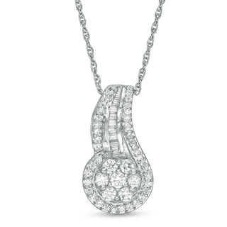 0.45 CT. T.W. Multi-Diamond Swirl Pendant in 10K White Gold