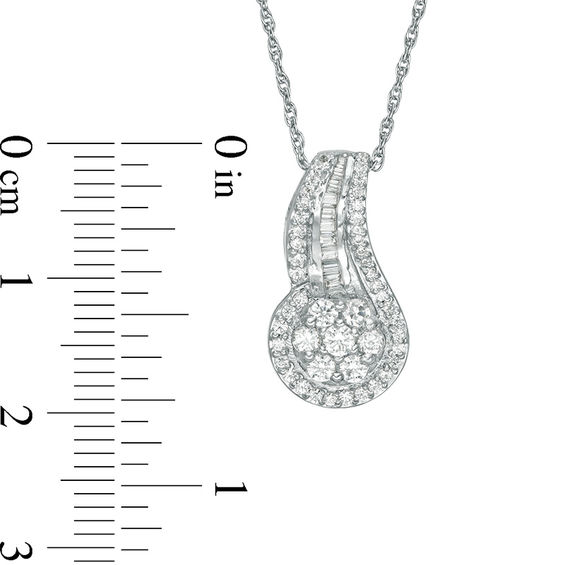 0.45 CT. T.W. Multi-Diamond Swirl Pendant in 10K White Gold