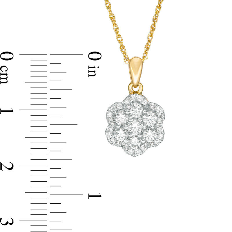 0.58 CT. T.W. Multi-Diamond Flower Pendant in 10K Gold|Peoples Jewellers