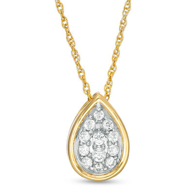 0.29 CT. T.W. Multi-Diamond Teardrop Pendant in 10K Gold