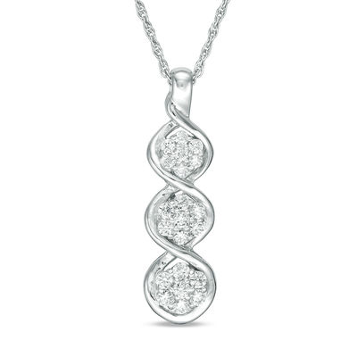 0.29 CT. T.W. Multi-Diamond Three Stone Twist Pendant in 10K White Gold