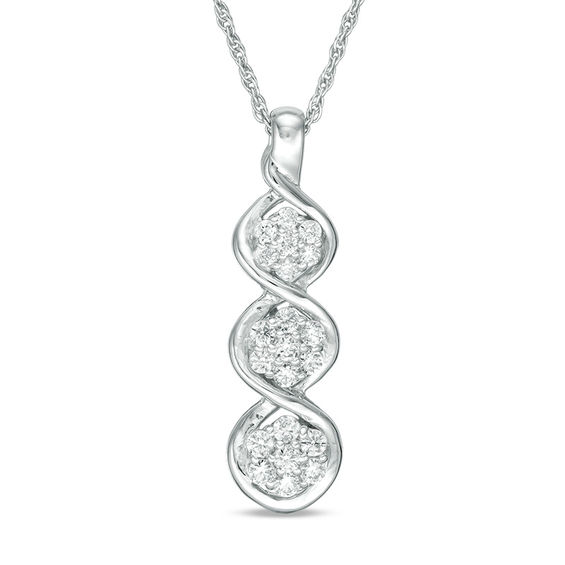 0.29 CT. T.W. Multi-Diamond Three Stone Twist Pendant in 10K White Gold